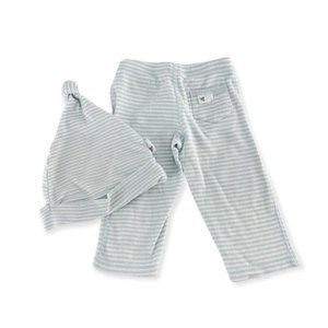 Burts Bees Baby Bottom & Hat Stripped Set - Blue | White | 0-3 Months